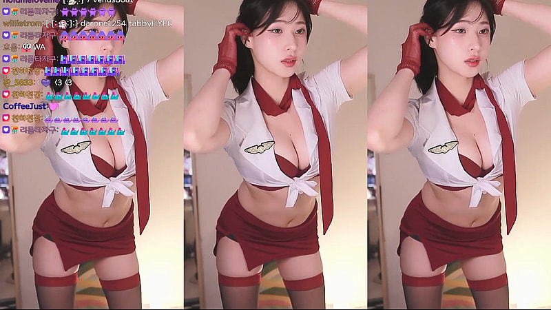 빨간 코스프레 검스 복장 BJㅁㅇ츄 가슴골